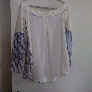 NWT  New Free People Blue and White Striped Long Sleeves Top Size M